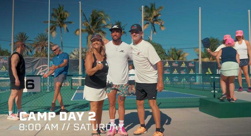 Paul and Sally pose with Tyson McGuffin at Pickleball Camps