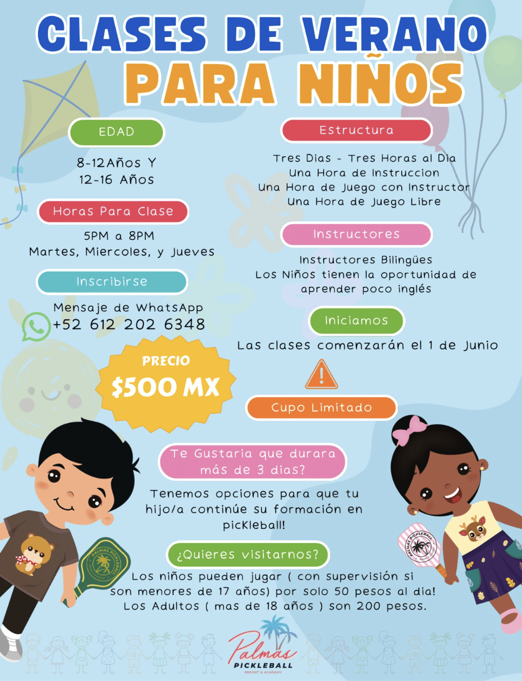 Free Childrens Camp - Palmas Pickleball Resort in Mexico